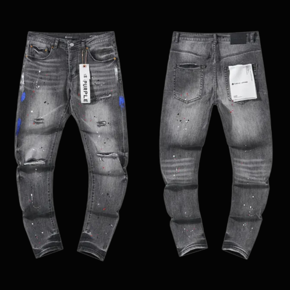 Jeans Purple grigio - skinny uomo con schizzi blu 2025