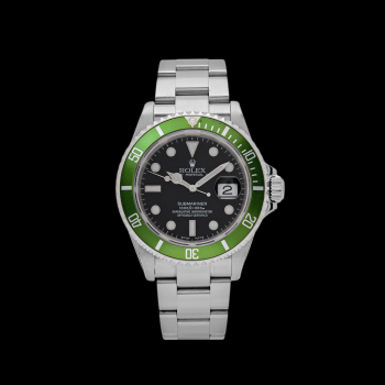 Rolex Submariner Date 16610V ‘Kermit’ Bezel Flat 4 Steel Black Dial Oyster (2003)