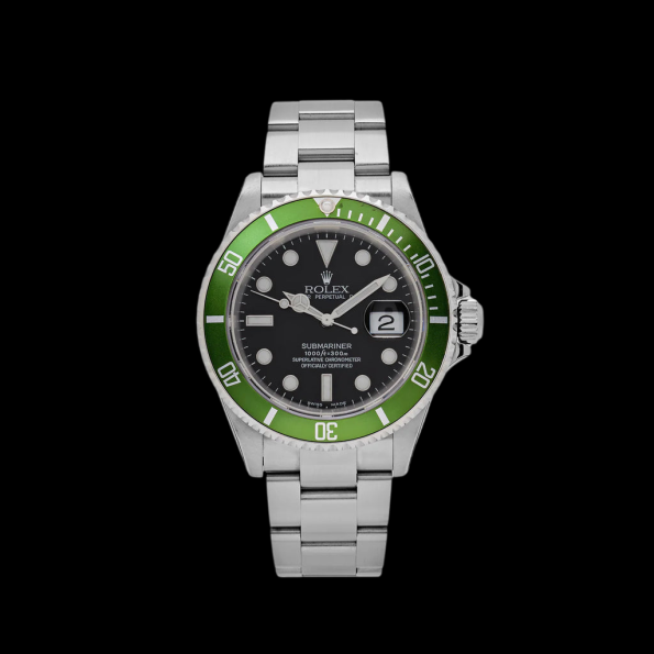 Rolex Submariner Date 16610V ‘Kermit’ Bezel Flat 4 Steel Black Dial Oyster (2003) 2025